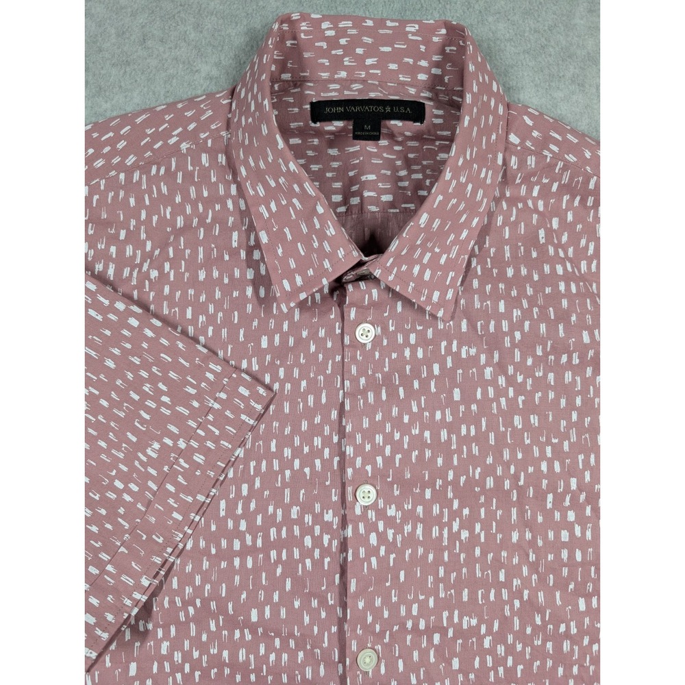 John Varvatos USA Men Shirt Medium Brush Strokes Button Front‎ Short Sleeve